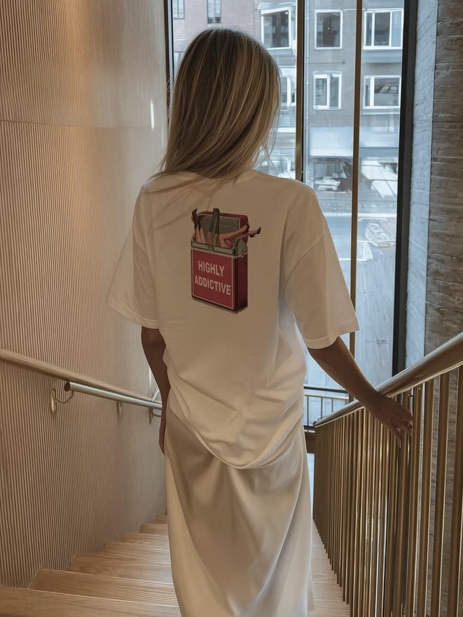 Highly Addictive Matchbox Back Print Oversized Tee