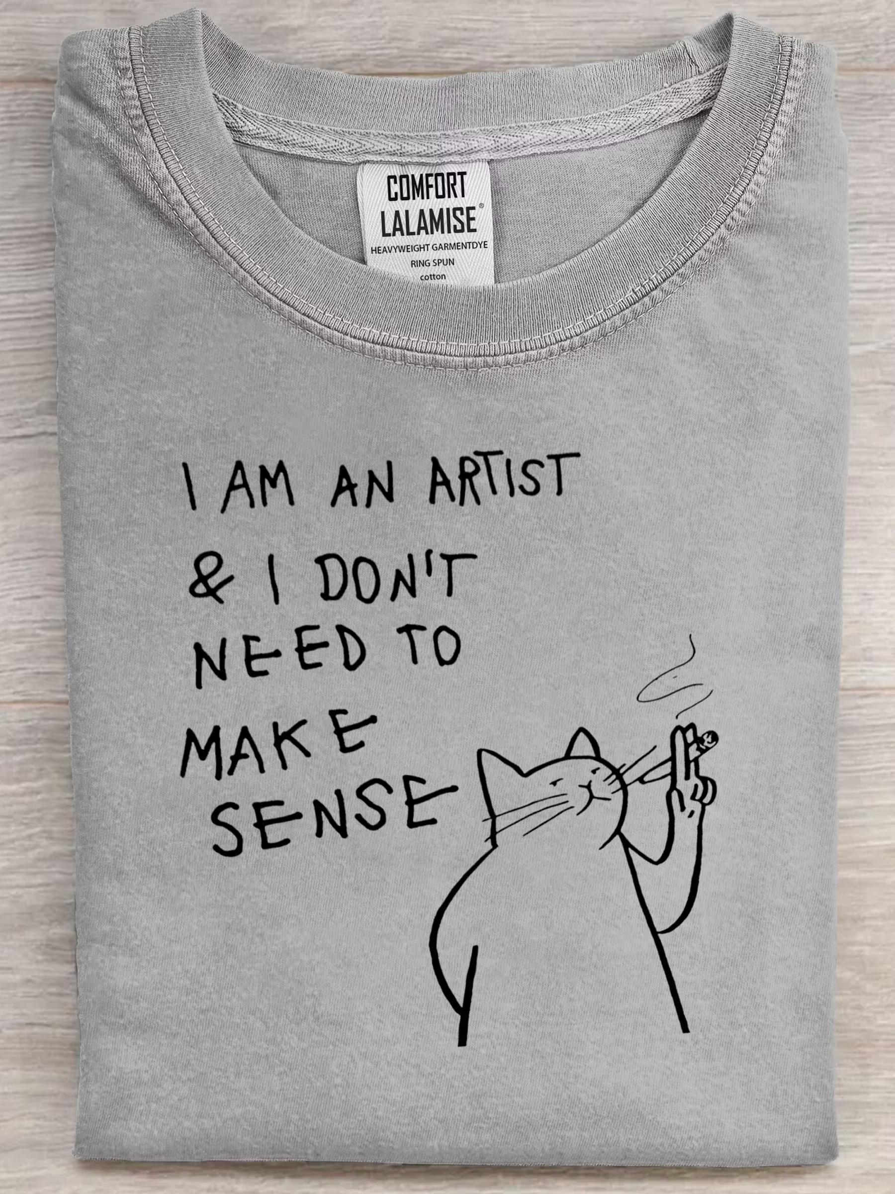 Artist Cat Graphic Crew Neck Tee