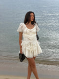Ruffled Puff Sleeve Mini Dress