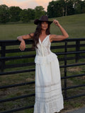 Lace Insert V-Neck Sleeveless Maxi Dress