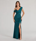 One-Shoulder Draped Ruched Slit Gown