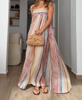 Strapless Colorful Stripe Maxi Dress