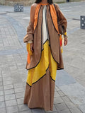 Color-Block Geometric Cut-Out Maxi Dress