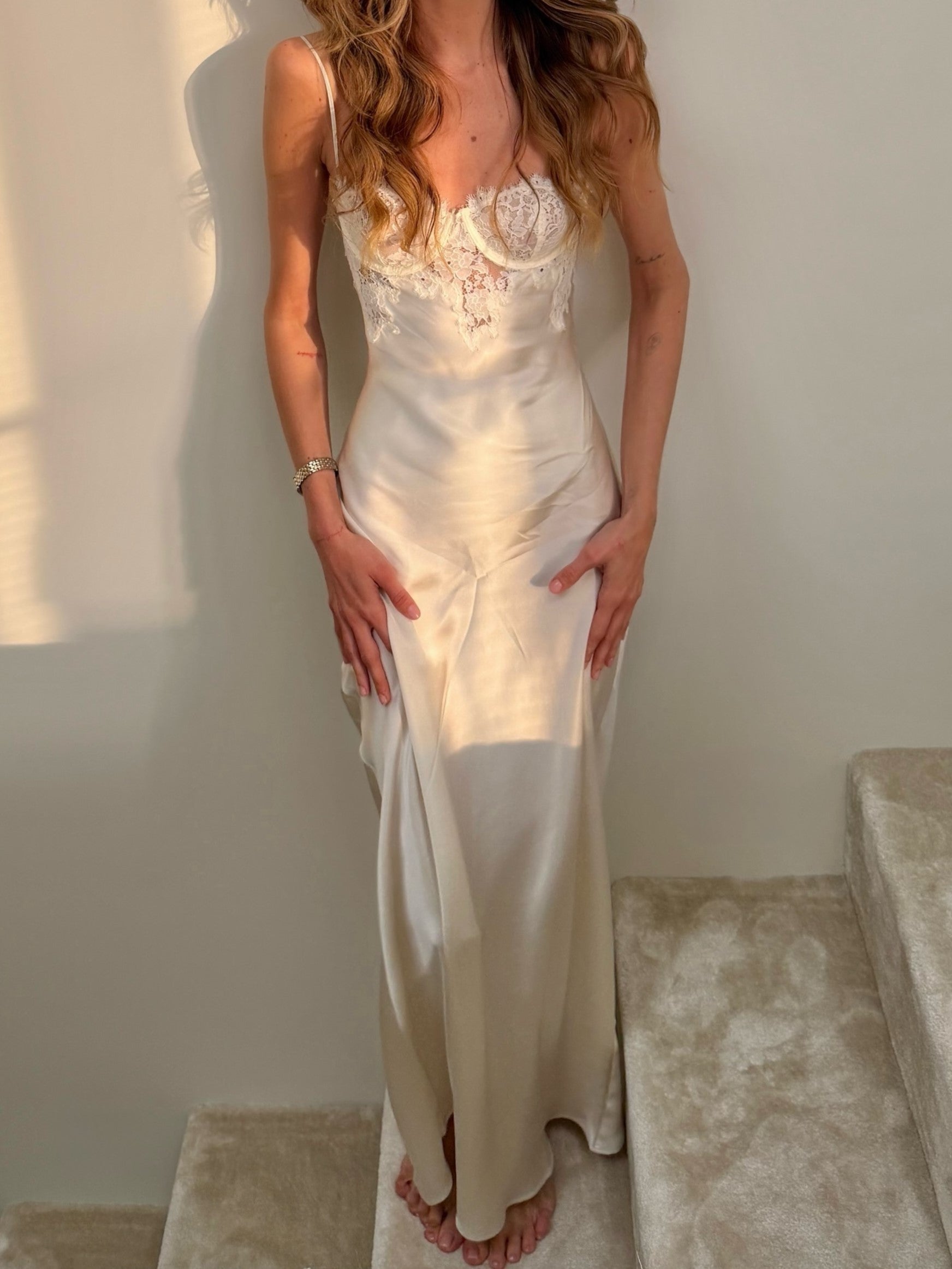 Ivory Lace Trim Slip Dress