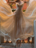 Cream Sheer Ruffle Corset Maxi Dress