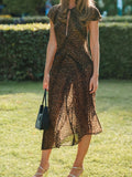 Leopard Print Keyhole Midi Dress