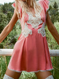 Coral Lace Applique Mini Dress