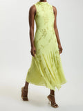 Lime Green Embroidered Midi Dress