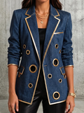 Navy Gold-Trimmed Blazer