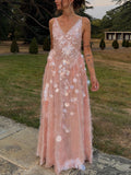 Pink Paillette Tulle Maxi Dress