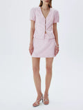 Pink Sequin V-Neck Two-Piece Set