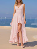 Pink High-Low Hem Maxi Dress