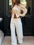 Cream Lace Double-Breasted Jacket