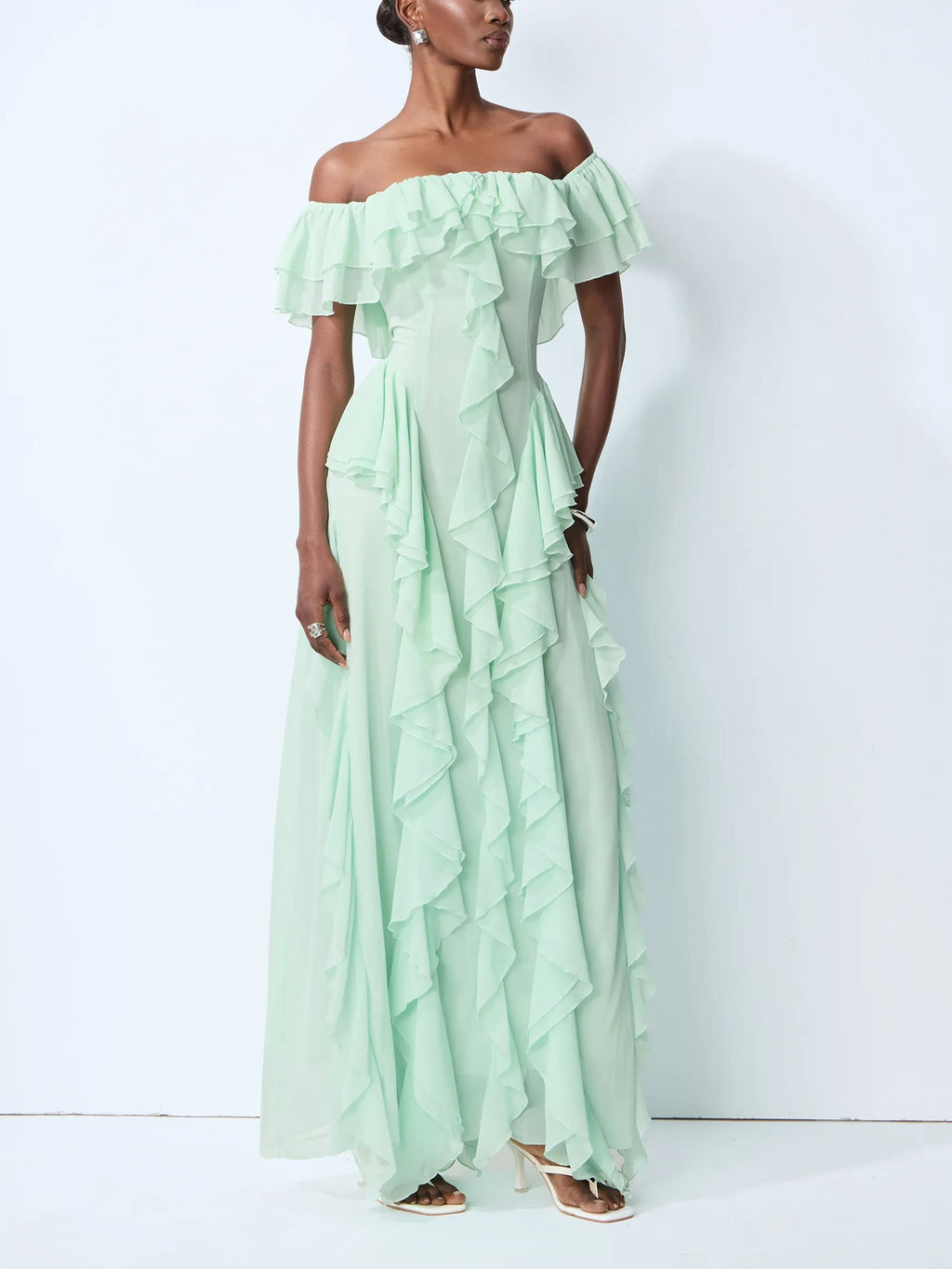 Mint Green Ruffle Maxi Dress