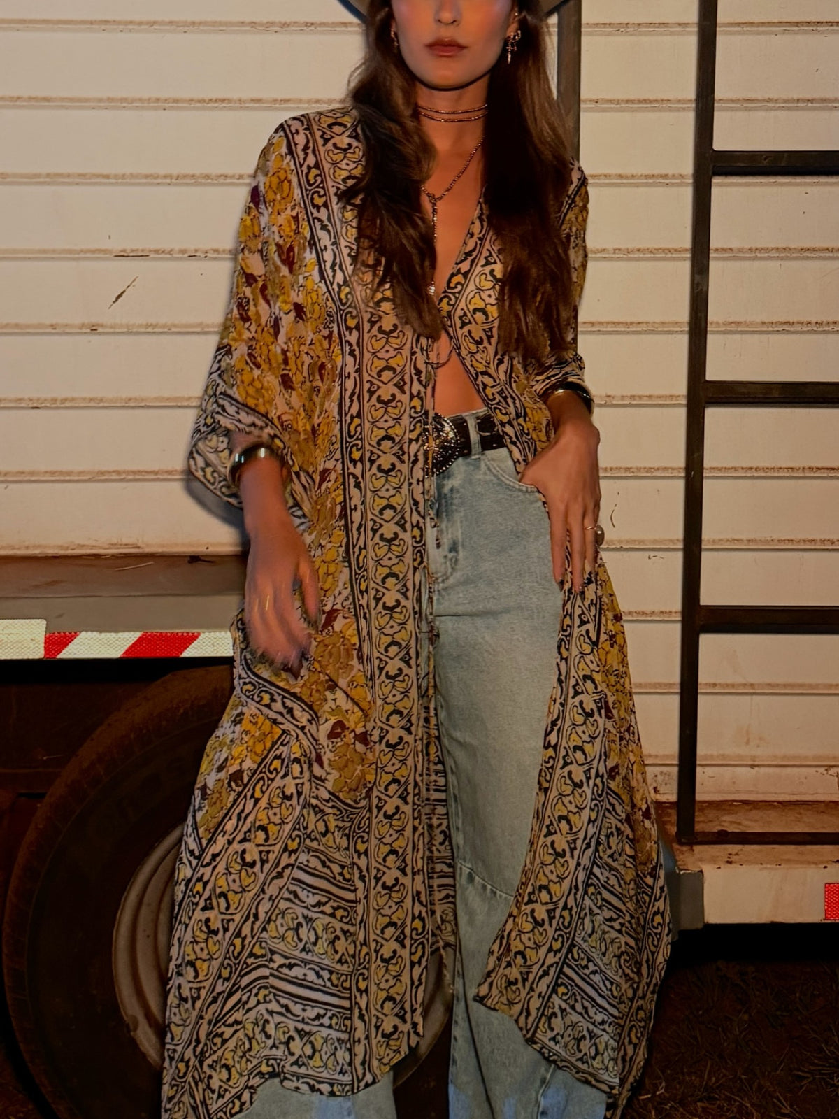 Multicolor Paisley Print Kimono