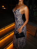 Leopard Print Spaghetti Strap Maxi Dress