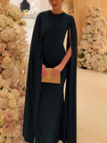 Black Cape Sleeve Maxi Dress