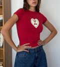 Red Heart Cherry Baby Tee