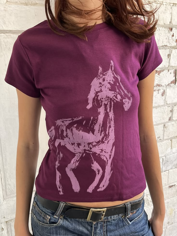 Purple Horse Graphic Baby Tee