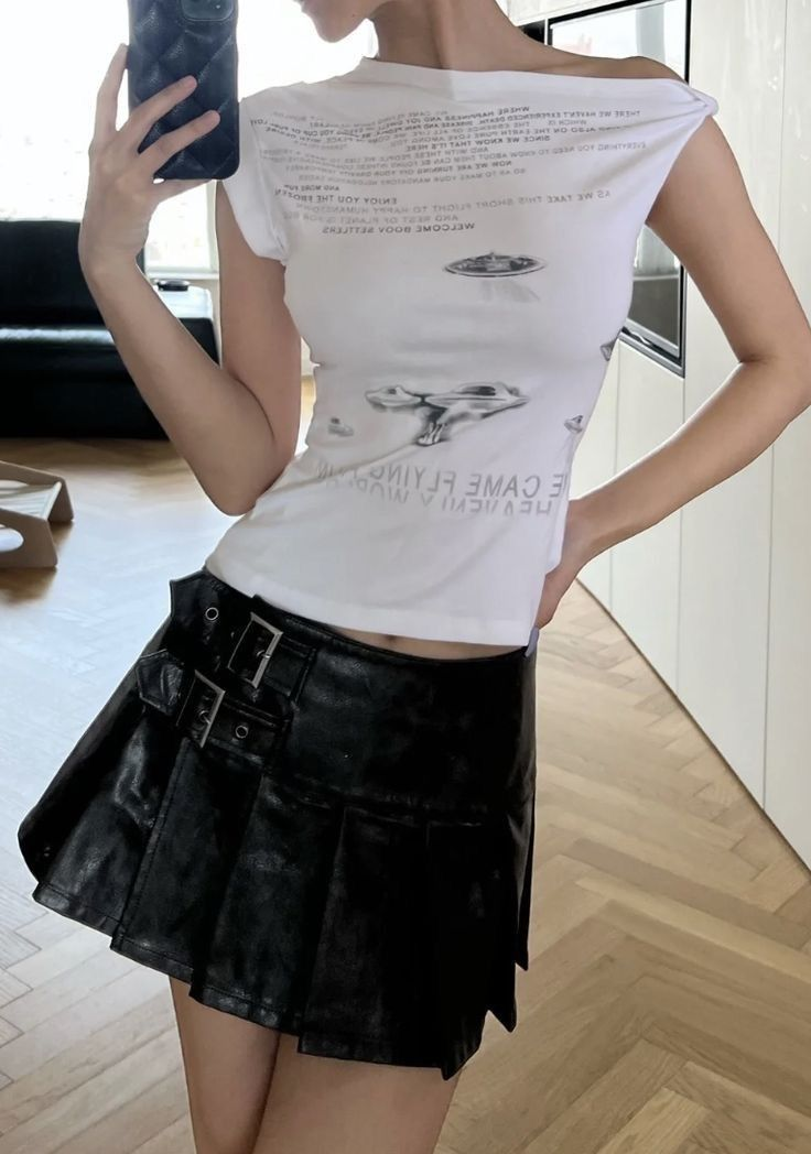 White Alien Off-Shoulder Graphic Top