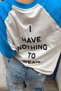 Blue White Raglan Nothing To Wear Tee