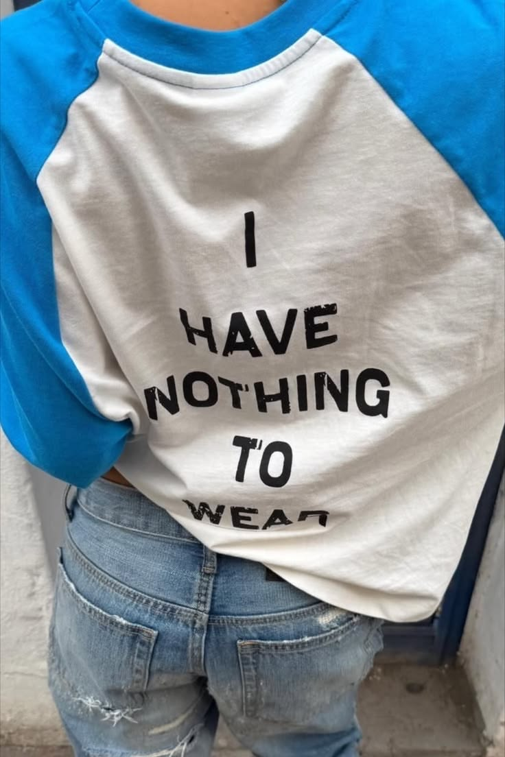 Blue White Raglan Nothing To Wear Tee