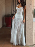 White Lace Corset Maxi Dress