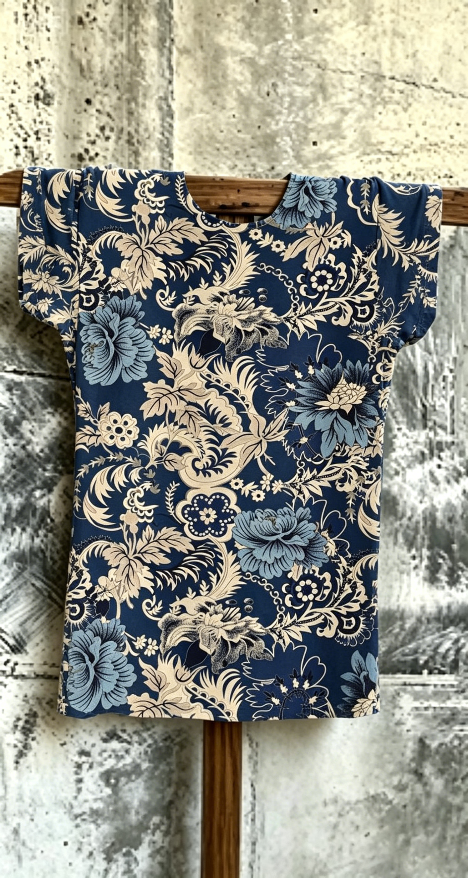 Blue Floral Paisley Short Sleeve T-Shirt