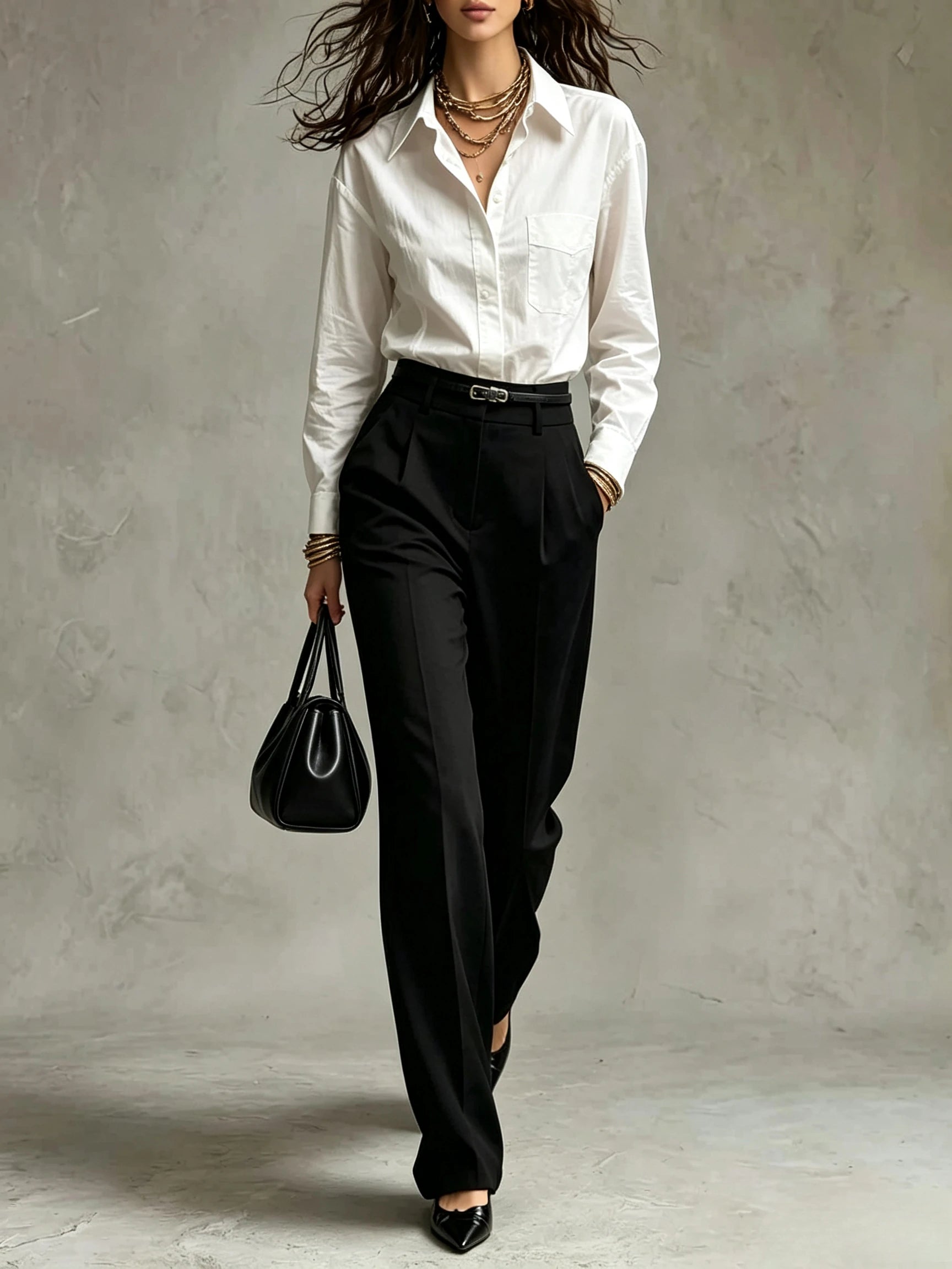 Classic Button Down Shirt And Pleated Trousers Set