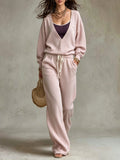 Oversized V-Neck Sweater And Jogger Pants Set