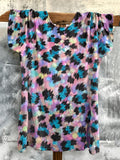Abstract Glitch Print Short Sleeve Tunic Top