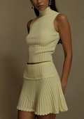 High Neck Ribbed Knit Two-Piece Set