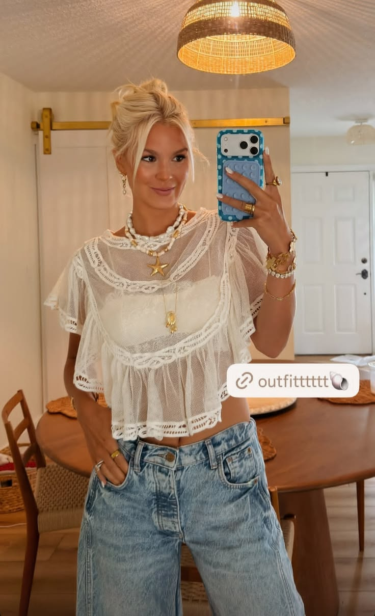 White Mesh Layered Ruffle Crop Top