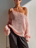 Pink Sheer Asymmetric One-Shoulder Top