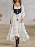 Black Corset Lace-Up Long Sleeve High-Low Dress