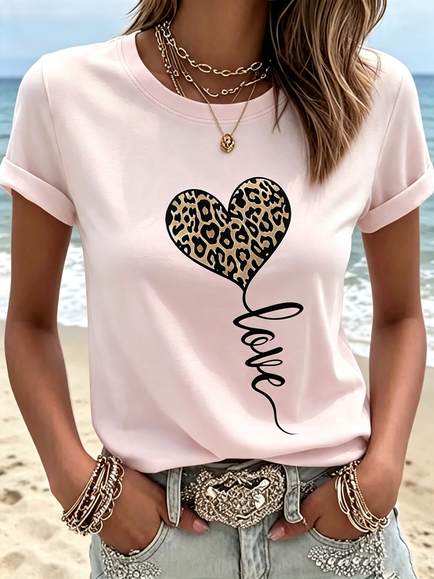 Leopard Heart Love Graphic T-Shirt