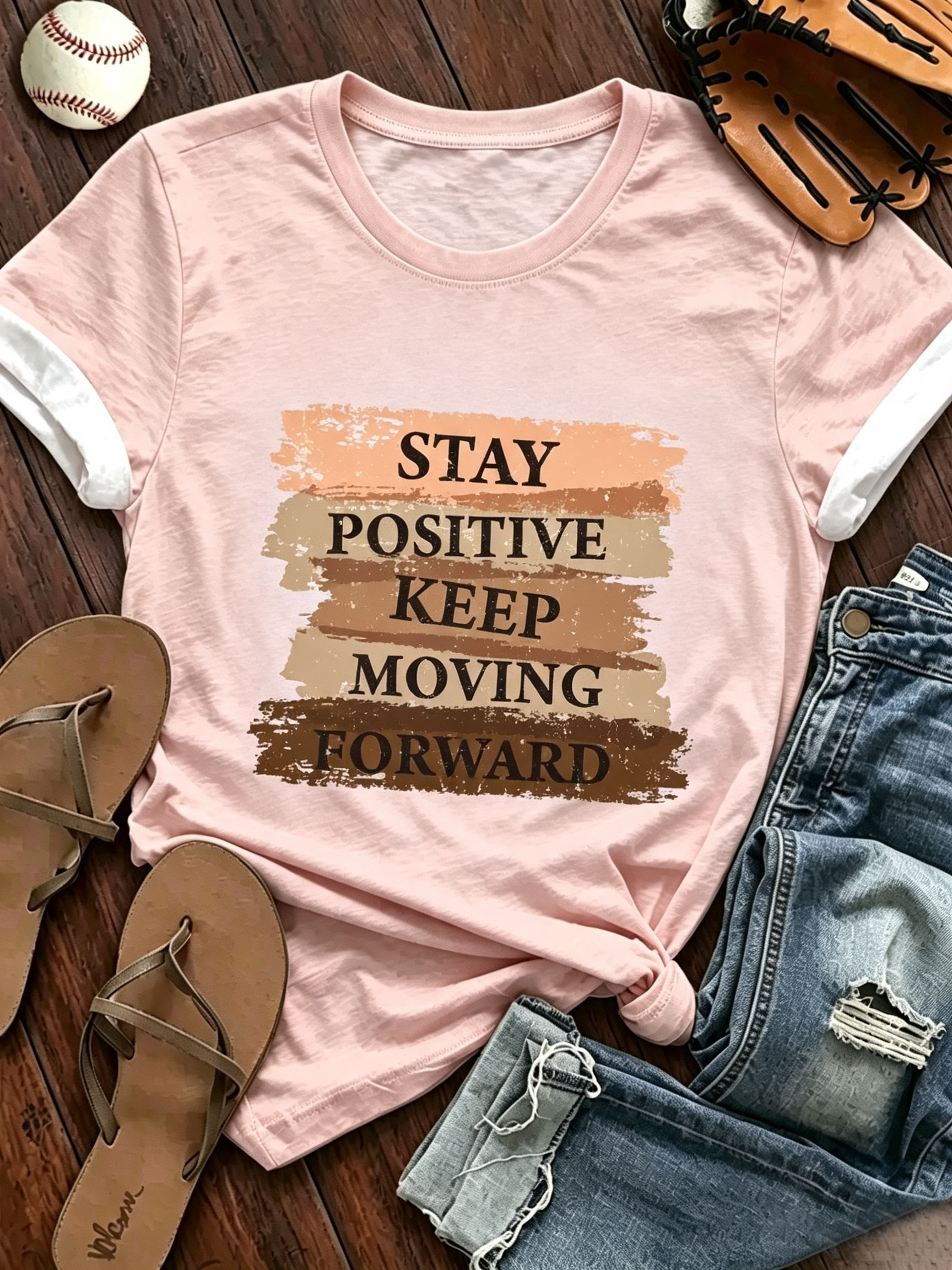Stay Positive Motivational Ringer Tee