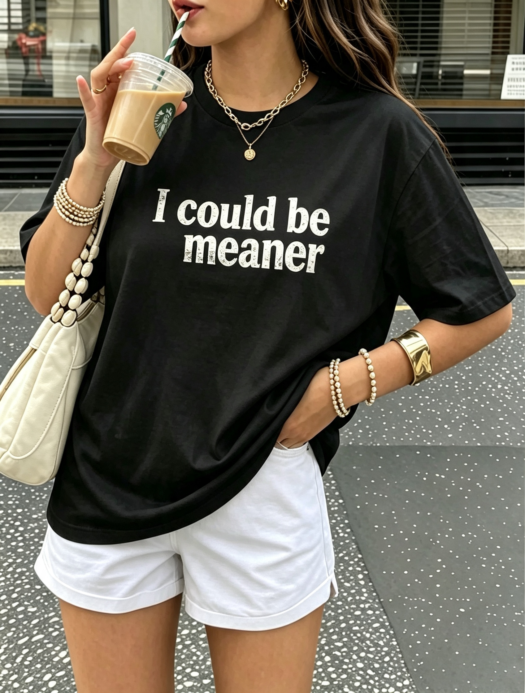 I Could Be Meaner Graphic Oversized Tee