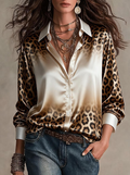 Ombre Leopard Print Satin Shirt