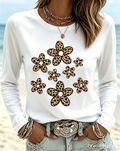 Leopard Print Flowers Long Sleeve Tee
