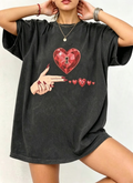 Heart Lock And Key Graphic Oversized Tee
