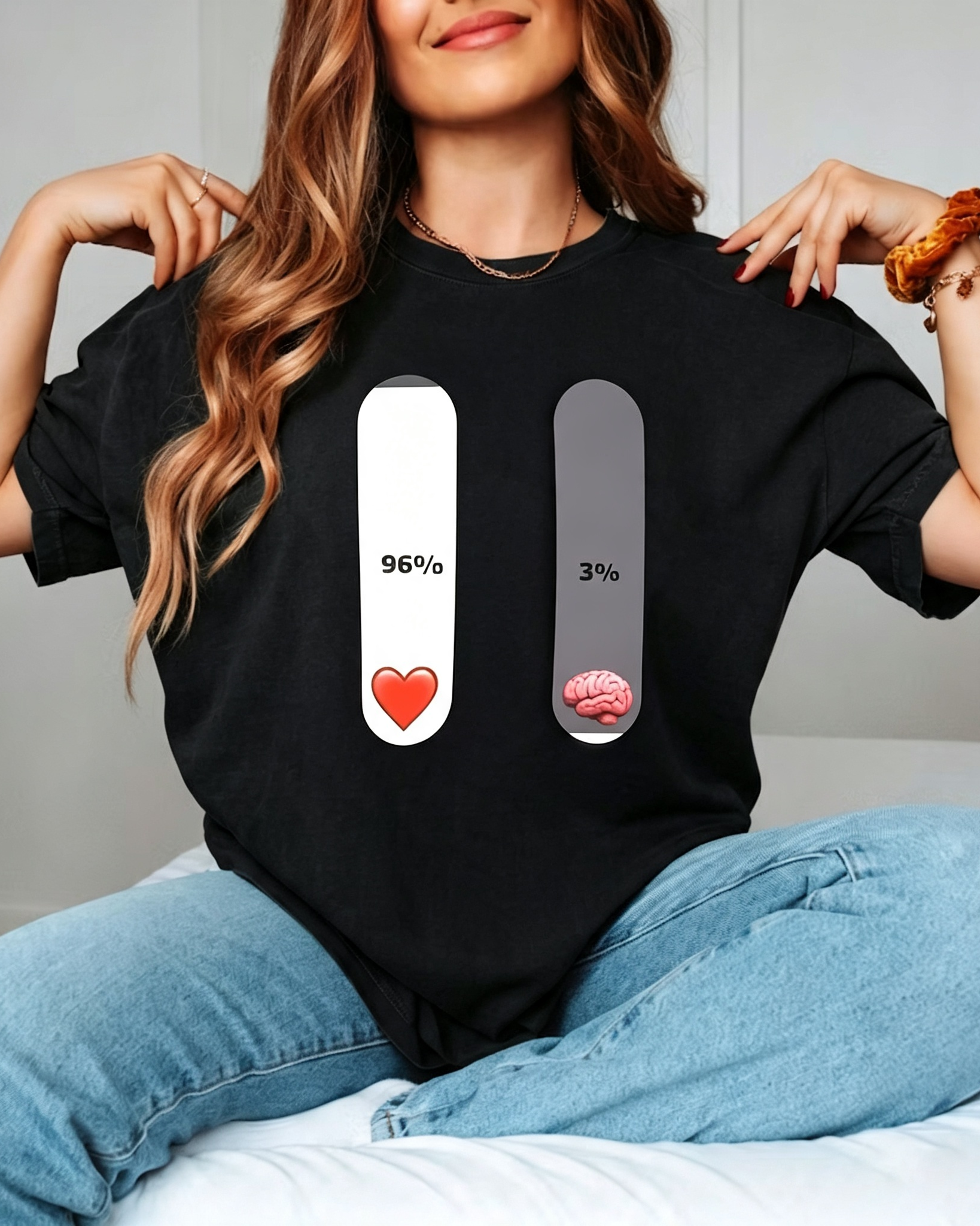 Heart Vs Brain Percentage Graphic Tee
