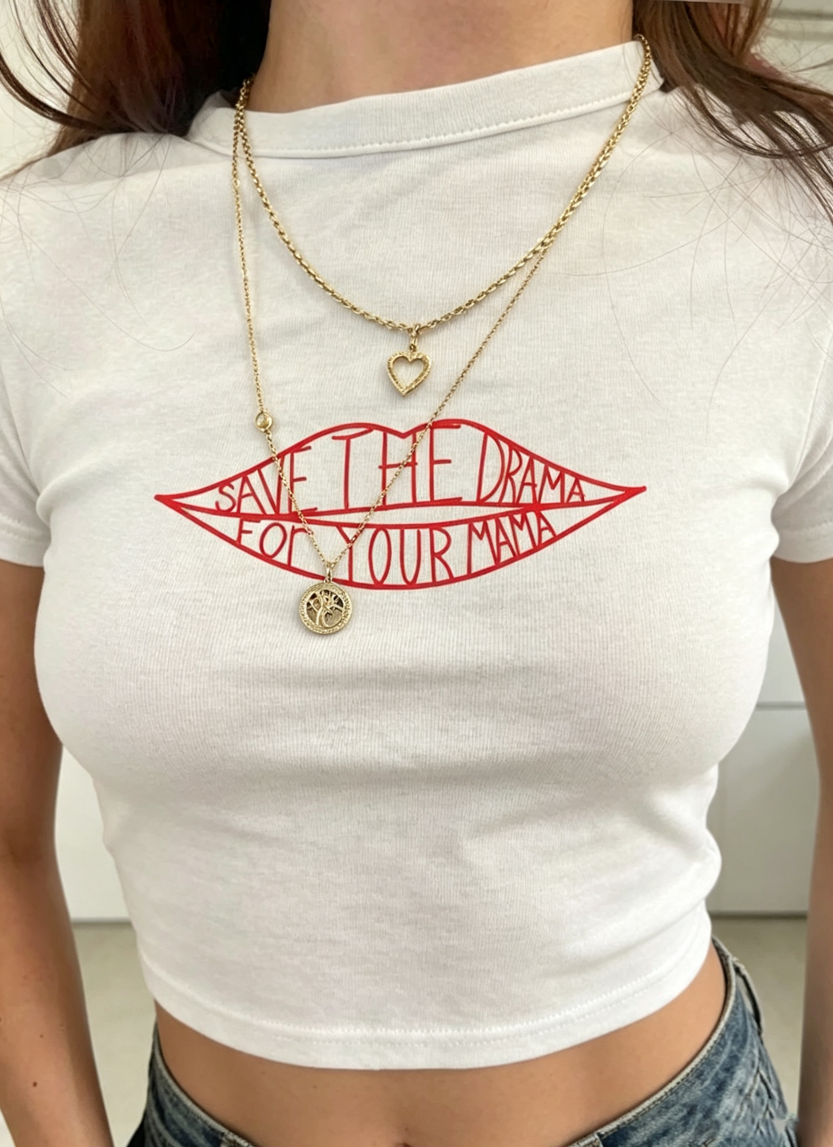 Save The Drama Lips Baby Tee