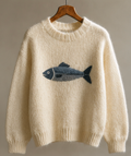 Cream Fish Knit Sweater