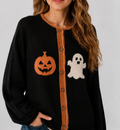 Halloween Pumpkin And Ghost Knit Cardigan