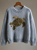 Light Blue Sea Turtle Knit Sweater