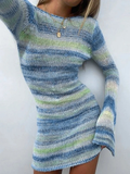 Blue Green Space Dye Knit Sweater