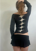 Charcoal Diamond Back Knit Top