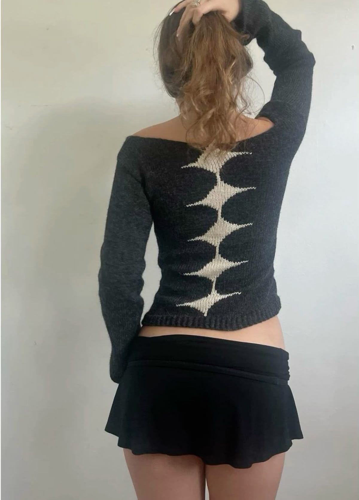 Charcoal Diamond Back Knit Top