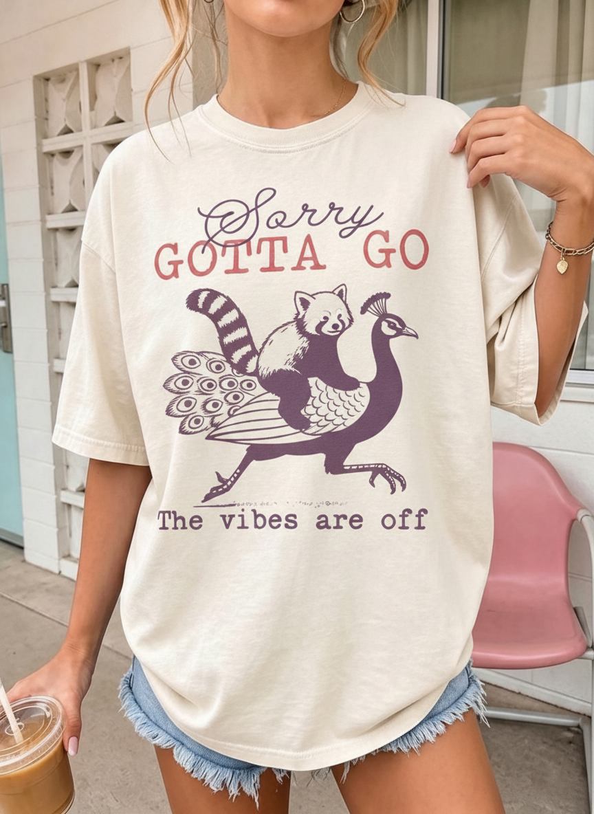 Raccoon Peacock Graphic Oversized Tee